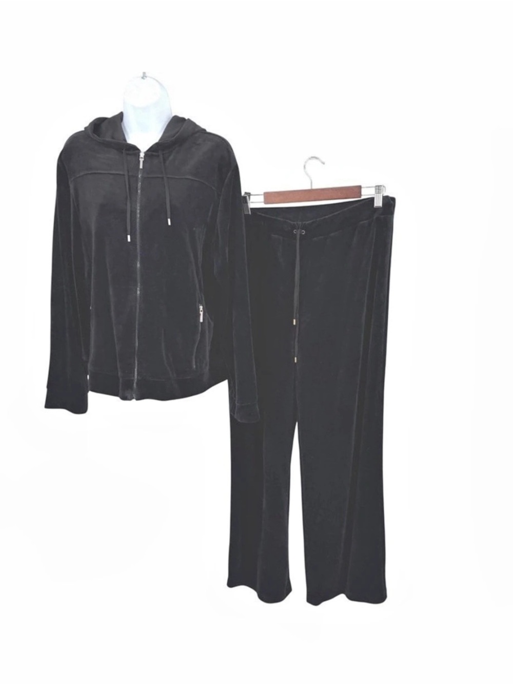 Lauren Ralph Lauren Black Velour Hoodie & Pants XL Like New